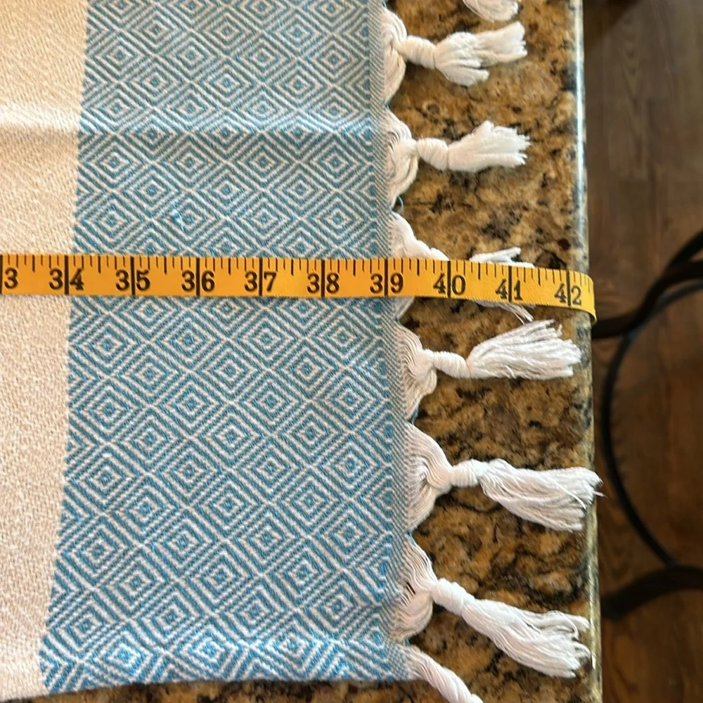 NWOT 6 Various Blue and White Hand Towels w/Fringe Detailing